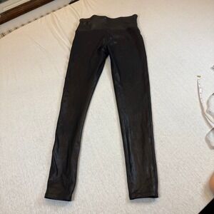 SPANX Faux Leather Leggings Black High Waisted Womens Size L